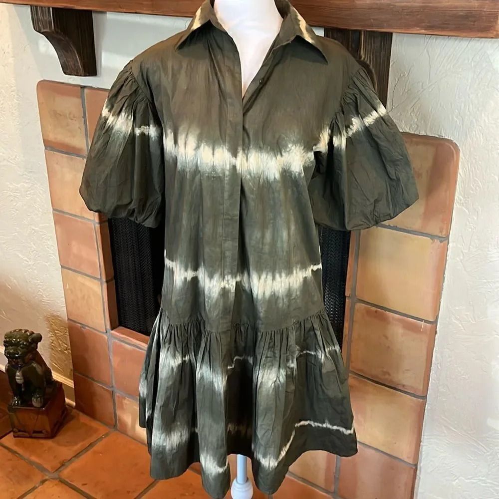 WKND WYFR Frock It Dress in Olive Green/Cream, XS!